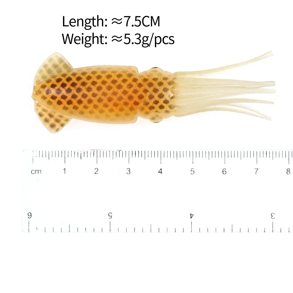 ICERIO-señuelo de calamar de goma suave, cebo de pulpo suave luminoso para pesca en agua salada, Señuelos de Pesca Jigging de goma, 5 piezas - imagen 2