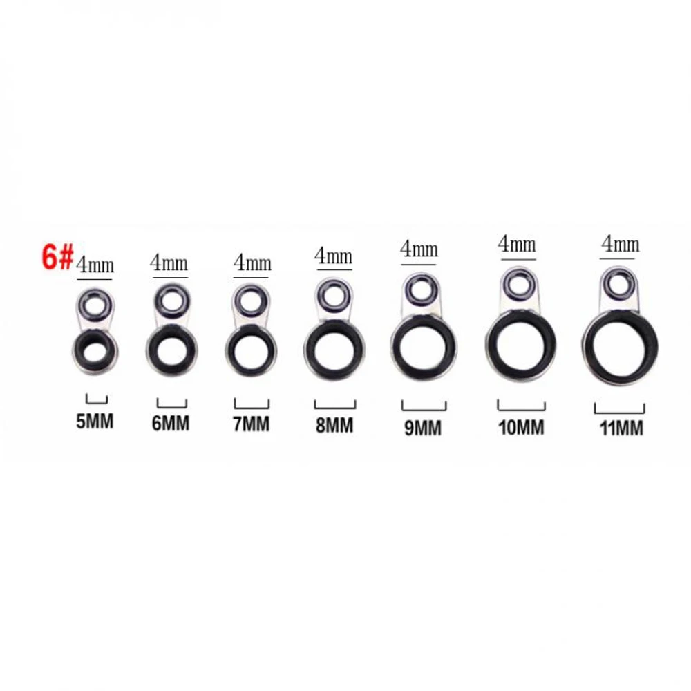 8 unids/lote guías de caña de pescar juego de puntas tamaños mixtos 6X5 6 7 8 9 10 11mm caña de pescar de mar telescópica en roca herramienta de reparación de anillos guía - imagen 2