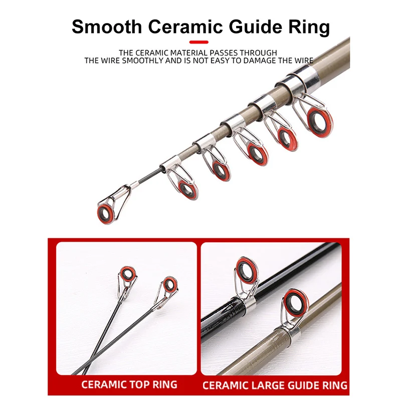 Caña de pescar telescópica de sección corta para todas las aguas, señuelo portátil de carbono, 1,3 M/1,6 M/1,8 M X578G, 38CM - imagen 4
