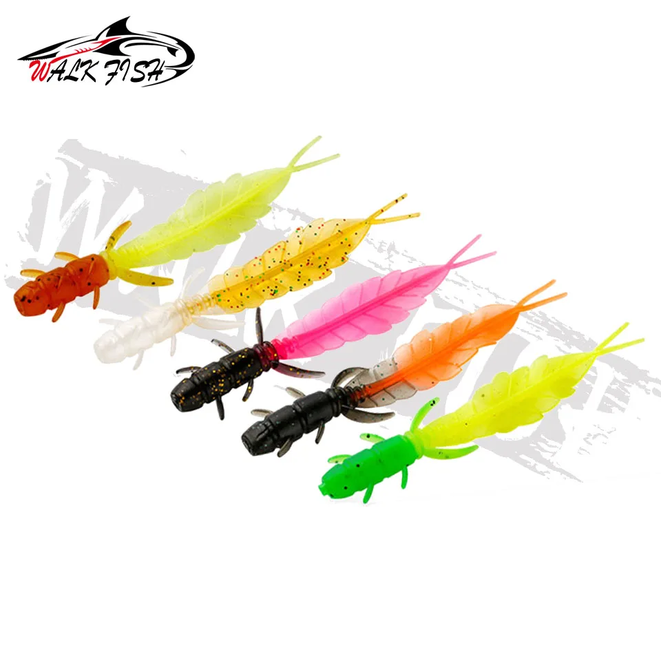 WALK FISH-señuelo de trucha suave, cebo de silicona, cebos de gusano artificiales, 75mm, 1,3g, Wobbler, Swimbait, Pesca Artificial, Leurre Souple, 5 uds. - imagen 5