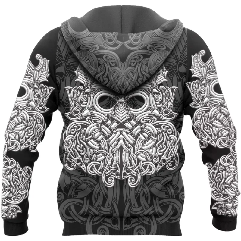 Mjolnir Odin Armor Tattoo 3D completamente estampado Unisex Deluxe Sudadera con capucha hombres sudadera Zip pulóver chaqueta Casual chándal KJ306 - imagen 5