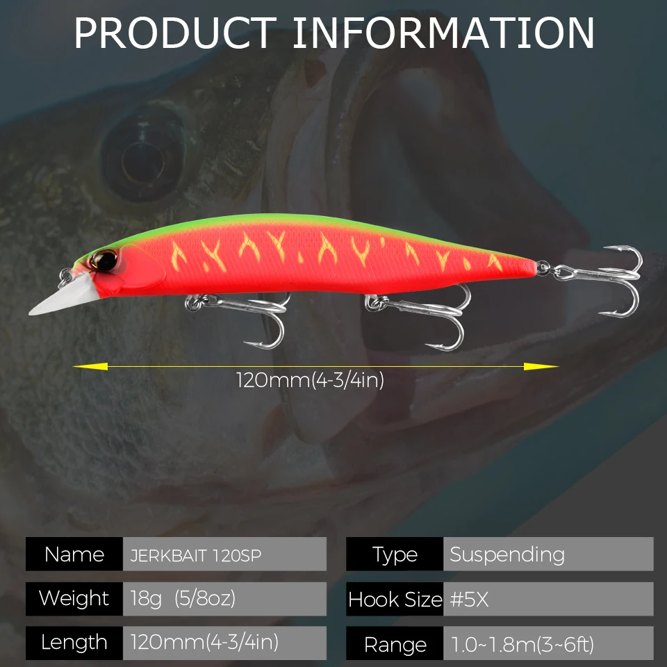 BEARKING 120mm 18g – Señuelo minnow cebo duro calada 1-1.8m - imagen 3
