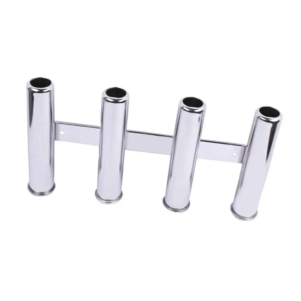 Soporte de caña de pescar multiusos Vertical de acero inoxidable Triple, 4 tubos, estilo colgado en la pared para barco y Yate - imagen 3