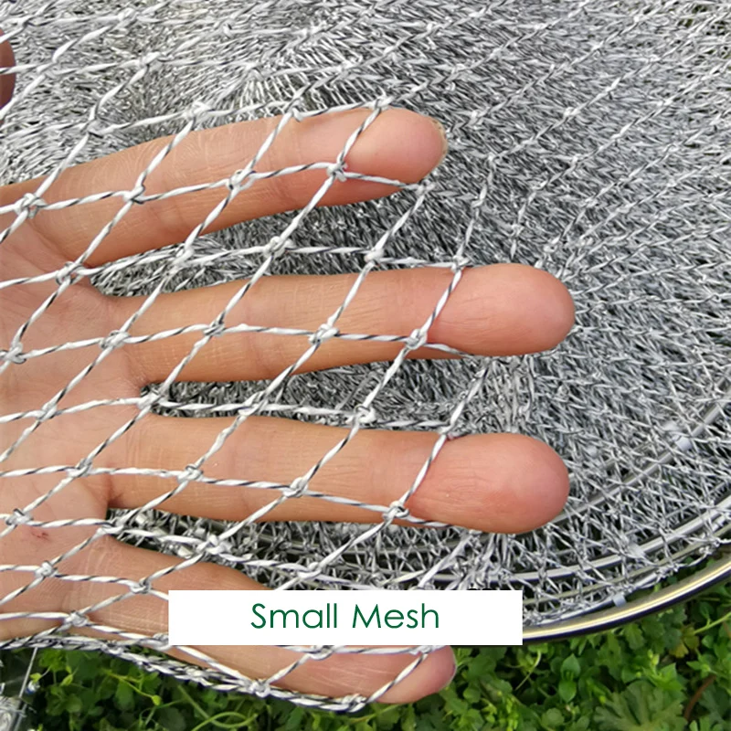 Lawaia-jaula de red de pesca trenzada gris, anillo de acero inoxidable, cuerda de raqueta plegable, tela estampada colorida, jaula de pesca, malla pequeña - imagen 2
