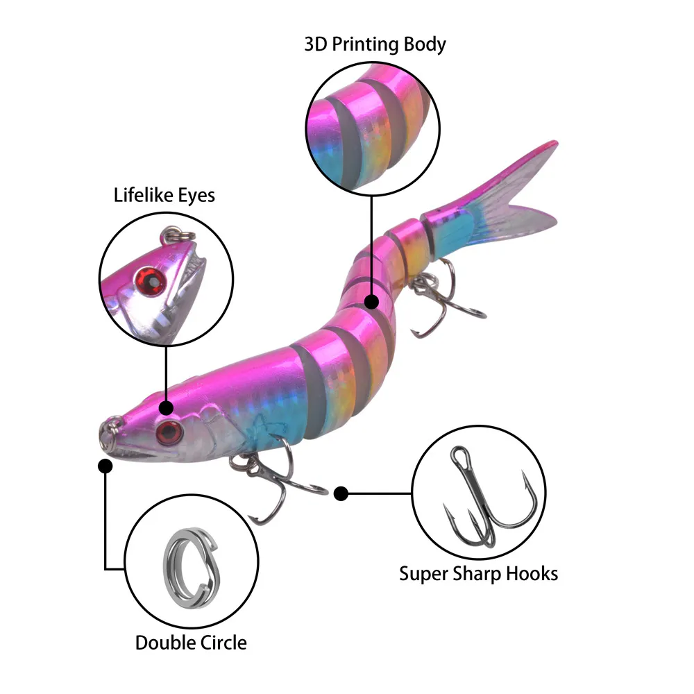 Señuelos de Pesca de lubina, Set de 5 unids/bolsa de 20g, señuelos multiarticulados, Swimbaits, cebo de pesca Topwater duro, cebo de trucha Artificial realista - imagen 4