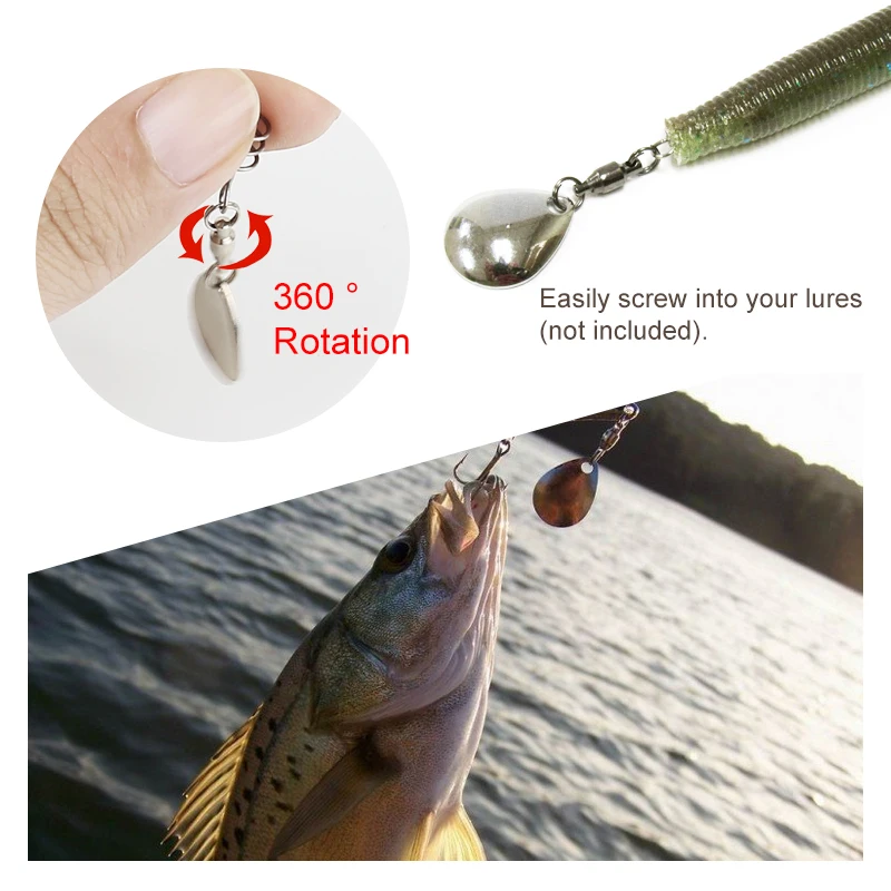 Cucharas giratorias de cola de Metal, accesorios para señuelos, accesorios para pesca, 4 unidades - imagen 3