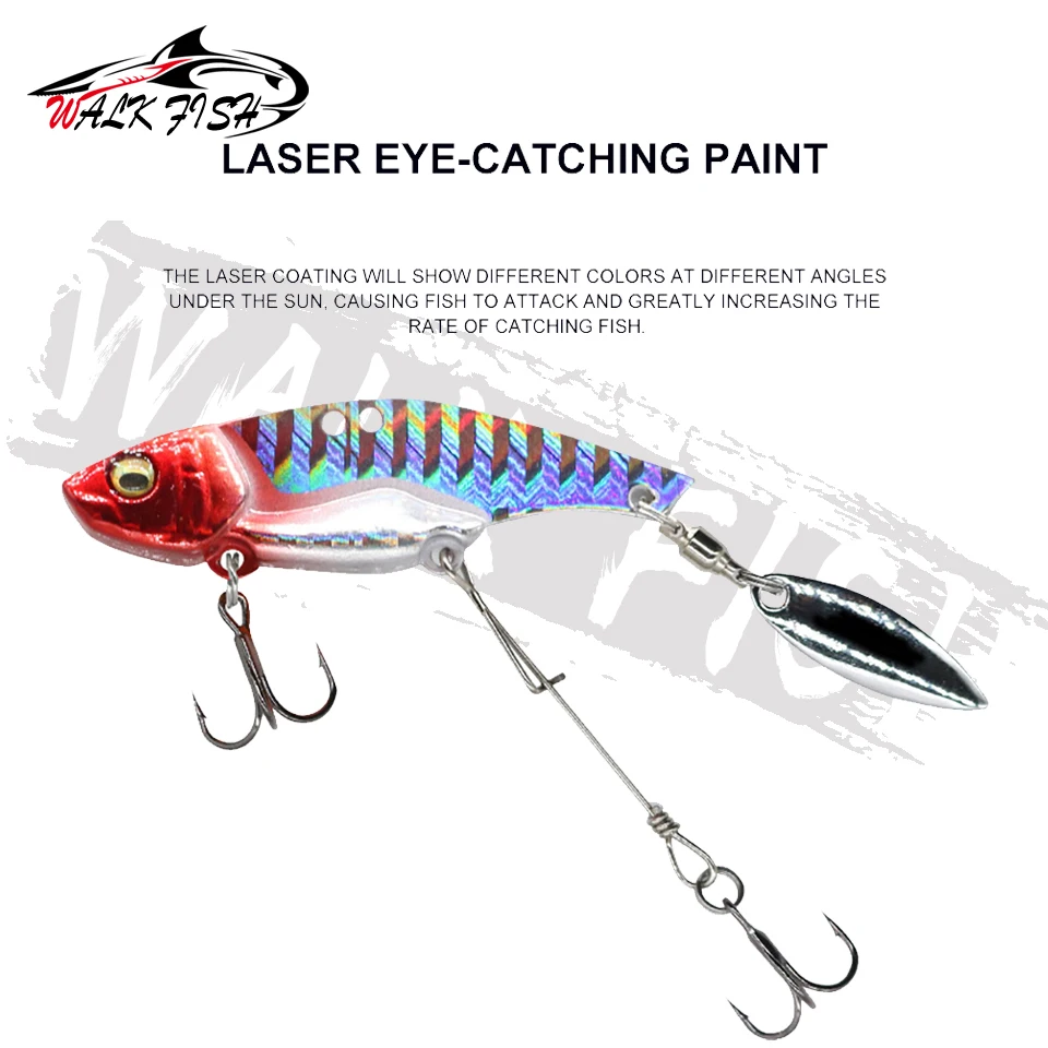 WALK FISH-Señuelos de Pesca giratorios, cebos duros de Metal VIB de 50mm y 55mm, con vibración giratoria, para Lucio, trucha, cuchara giratoria - imagen 4