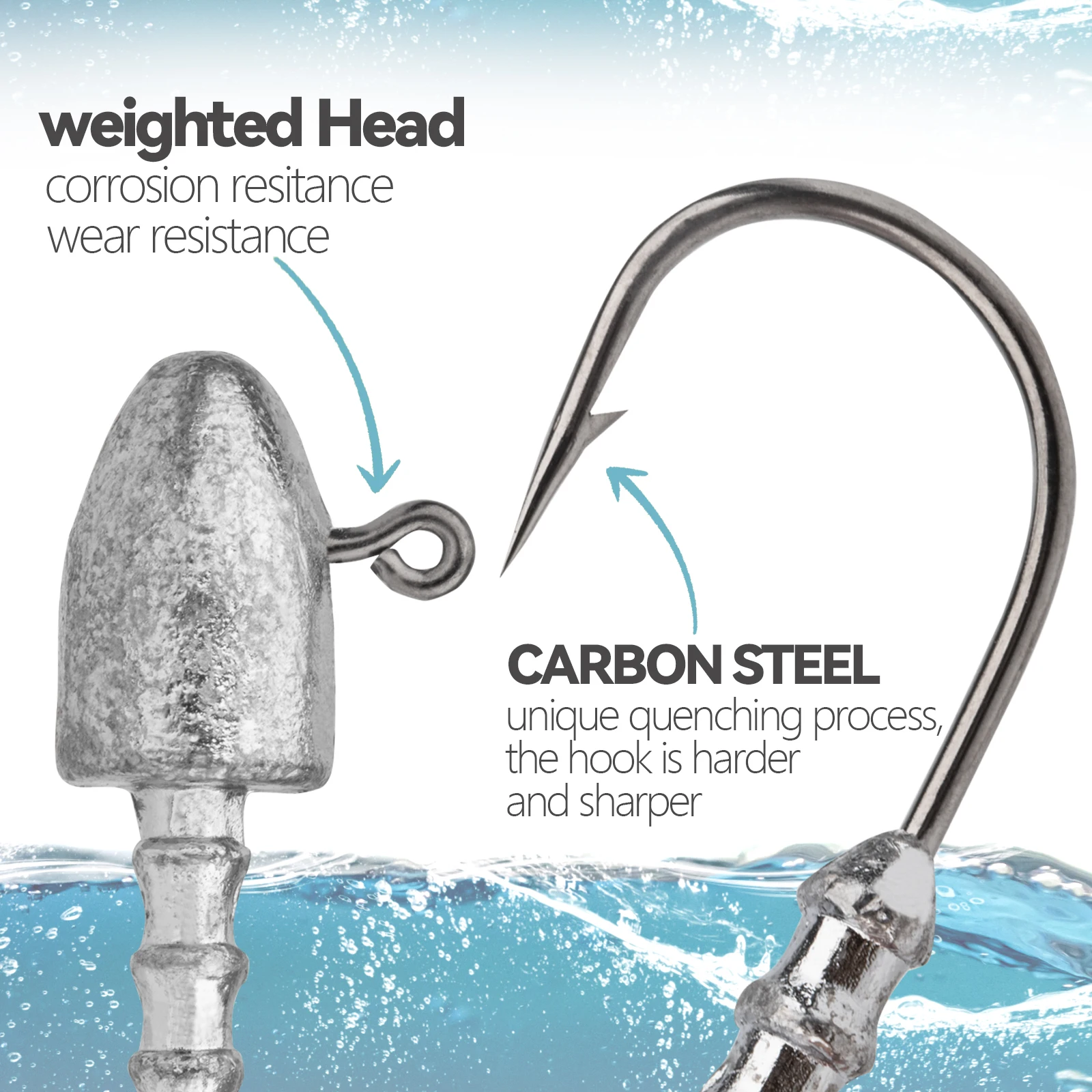 THKFISH 10 Uds anzuelos con cabeza de anzuelo 2,5g 3,5g 4,6g 14g 7g 10g anzuelos con cabeza de plomo para señuelo suave anzuelos de púas de pesca de acero rico en carbono - imagen 3