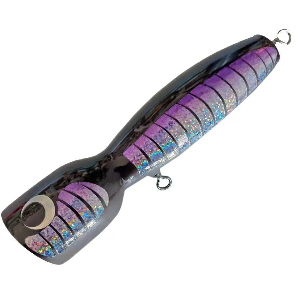 SWOLFY-señuelo de pesca Popper de madera para agua salada, anzuelo de arrastre, 8 colores, 175mm, 120g - imagen 3