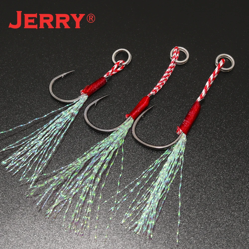 Anzuelos con cabeza plomada Jerry, accesorios de acero de alto carbono para Pesca en el mar, con púas, pluma, 20 unids/lote - imagen 4