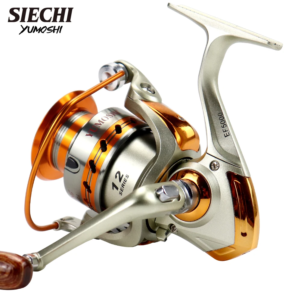 SIECHI-carrete de pesca giratorio de Metal de alta velocidad, arrastre máximo de 12kg, 1000: 1, para agua salada, 9000-5,5 - imagen 3