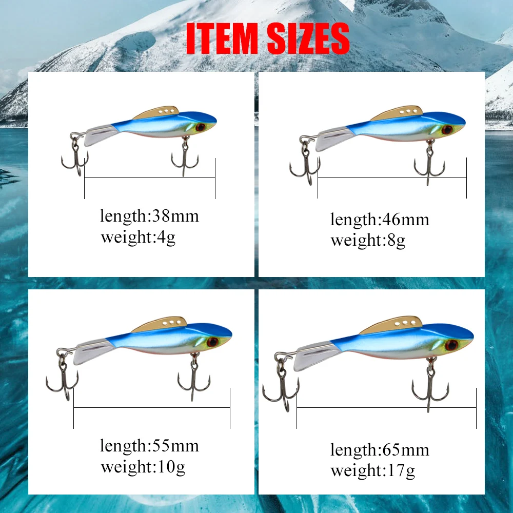 FISH KING-Señuelos de Pesca duros, 4/8/10/17g, para invierno, ojos 3D, Wobblers artificiales para pesca en hielo, lubina y Lucio