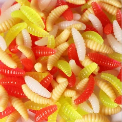 Ganchos de Señuelos de Pesca, cebos de gusanos de olor que brillan en camarones, 2cm, 0,3g, 50 Uds., promoción