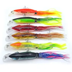 Señuelos biónicos de calamar, cebo de pesca de cuerpo duro, 6 colores, 24cm/40g, faldas de calamar de gran tamaño, 1 unidad