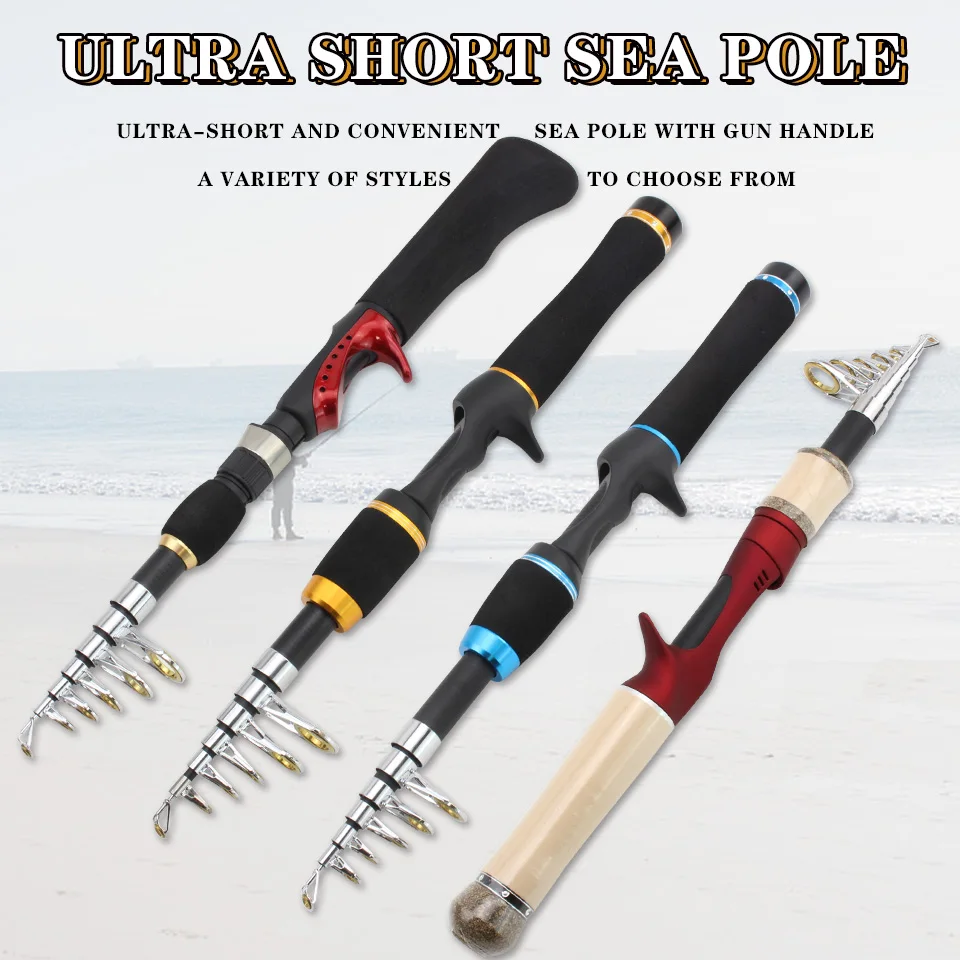 Caña de pescar telescópica ultracorto de carbono, ultraligera, de 1,65 M, para Surf de carpa, Polo de viaje de bolsillo - imagen 3