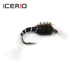 ICERIO-anzuelo de pesca, señuelos de mosca, Midge Zebra, ninfas, kiromids, trucha, 8 Uds.