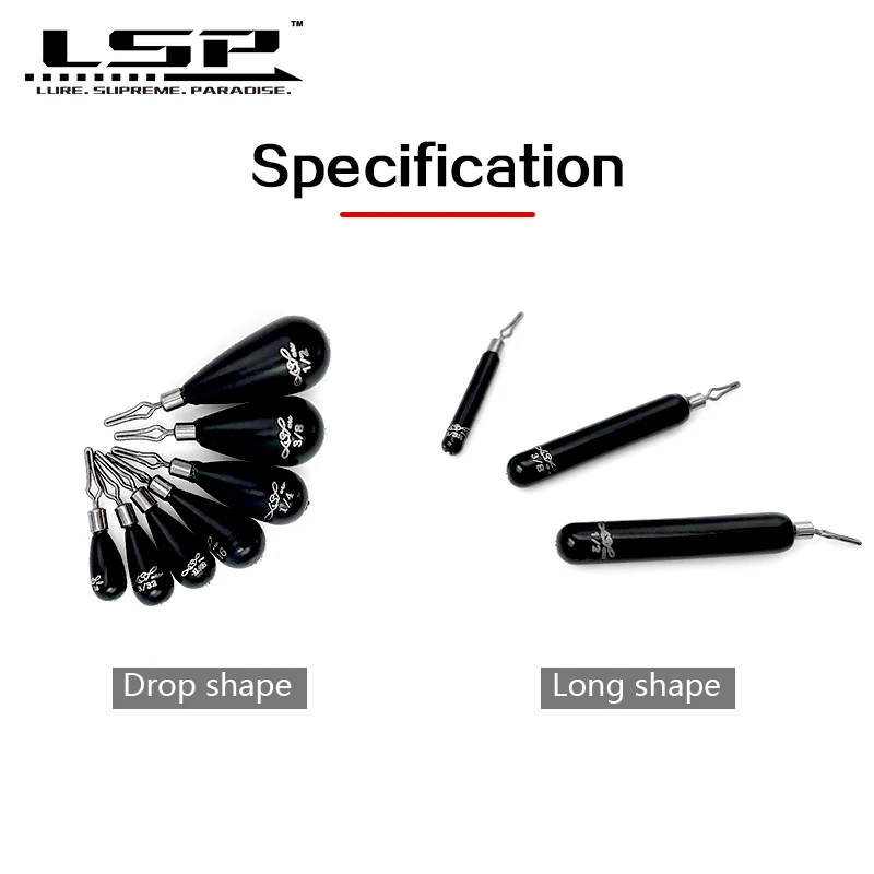 LSP Rig-plomo de tungsteno, accesorio columnar, señuelo, plomos de pesca, accesorios de pesca, peso de pesca negro, tiro de gota de tungsteno - imagen 4