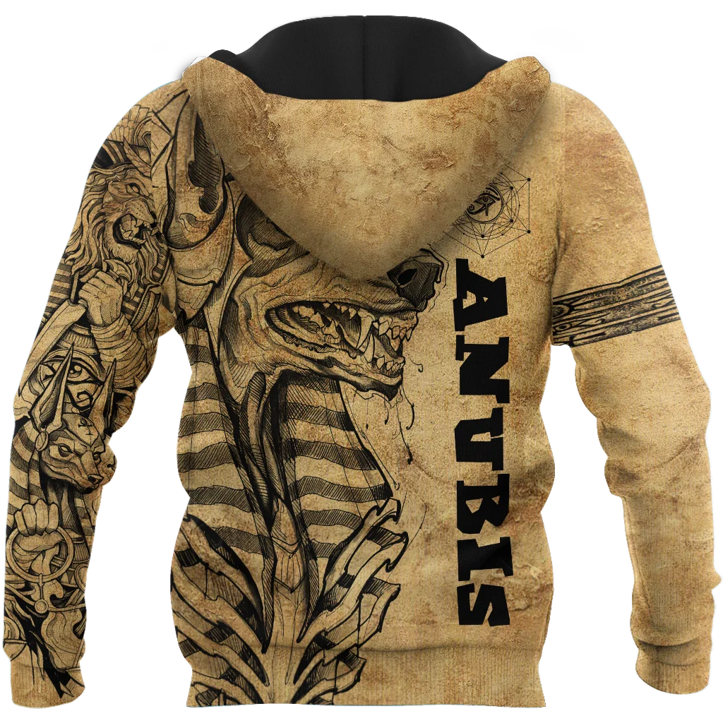 Dioses egipcios antiguo Anubis tatuaje 3D impreso hombres otoño Sudadera con capucha ropa de calle Unisex Casual chaqueta con cremallera pulóver KJ651 - imagen 5