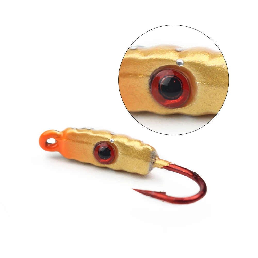 DNDYUJU-señuelo de pesca de hielo, cebo metálico de gusano, plantilla de hielo, Mini gancho de pesca de plomo de invierno, 23mm/1,5g, 4 unidades por lote - imagen 5