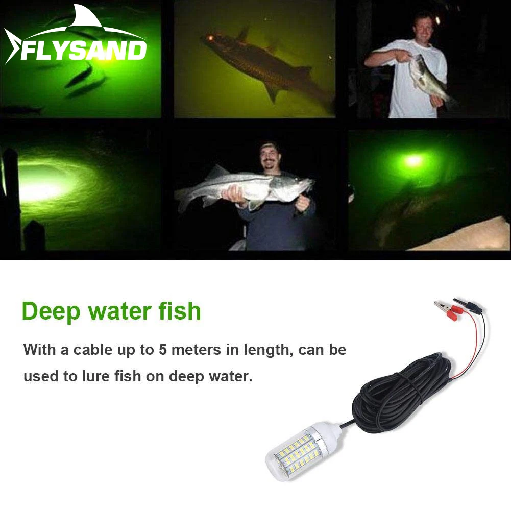 FLYSAND-Lámpara subacuática ultrabrillante, luz de pesca nocturna IP68, 12V, 15W, 108 led - imagen 5
