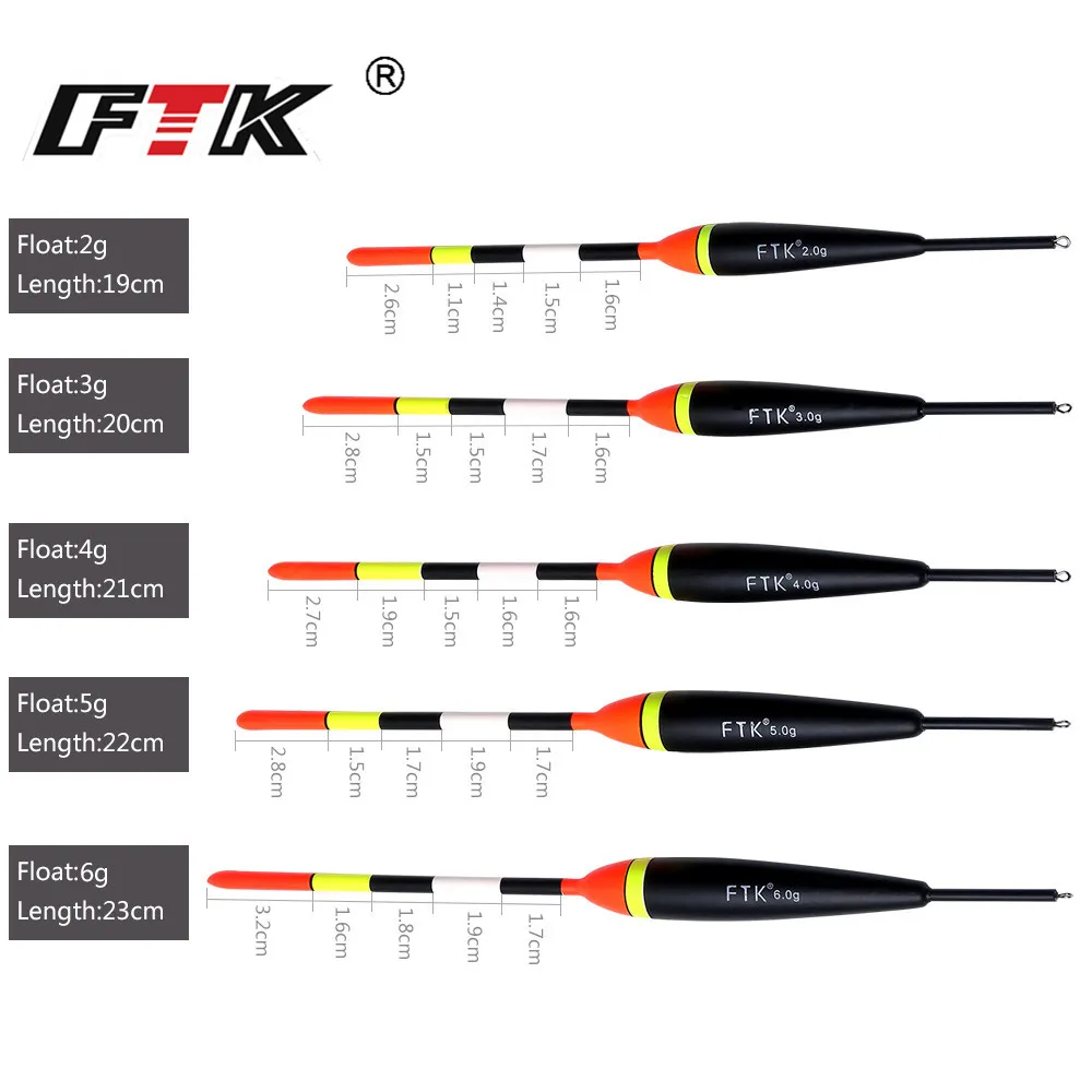 FTK-Fir Light On The Dark, 5 unids/lote, longitud del flotador de pesca 19-23cm, peso del flotador 2g-6g para pesca de carpa - imagen 2