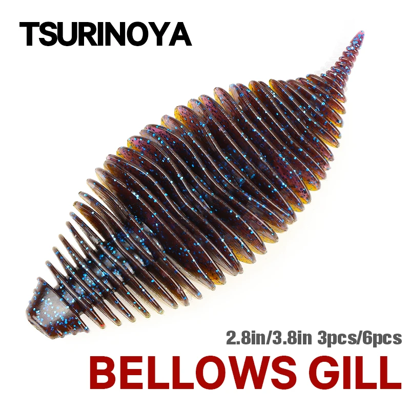 TSURINOYA-señuelo de pesca de enmalle de fuelle, 2,8 pulgadas/7,2g, 3,8 pulgadas/14,2g, cebo suave de TRILOBITE, Swimbait de silicona Artificial, aparejos de lubina, gusano - imagen 2