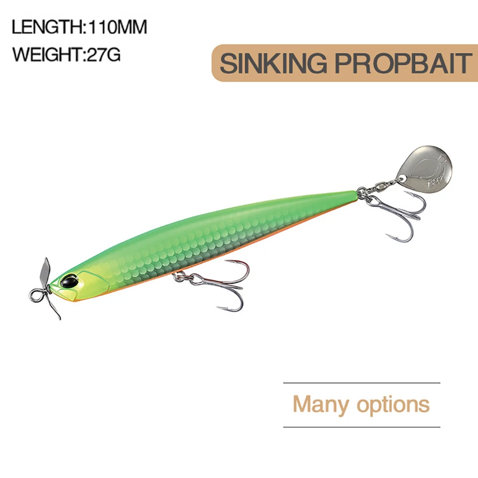 WALK FISH-señuelo de pesca de lápiz, cebo duro que se hunde, ojos 3D, anzuelo triple Wobbler, Minnow, aparejos de pesca de calidad japonesa, 110mm/27g - imagen 3