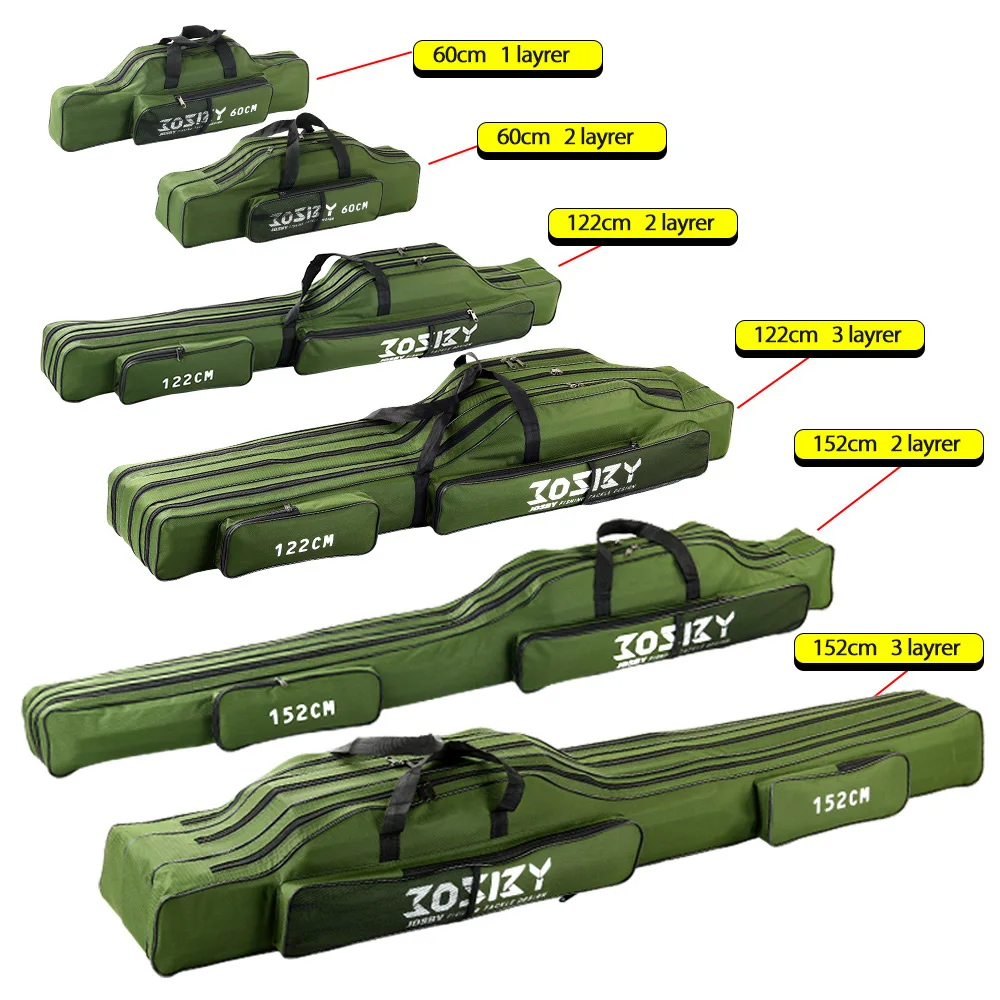 60/100/122/150/152/180CM tela Oxford plegable caña de pescar estuche con cremallera bolsas de aparejos de pesca bolsa de almacenamiento soporte para pesca - imagen 3