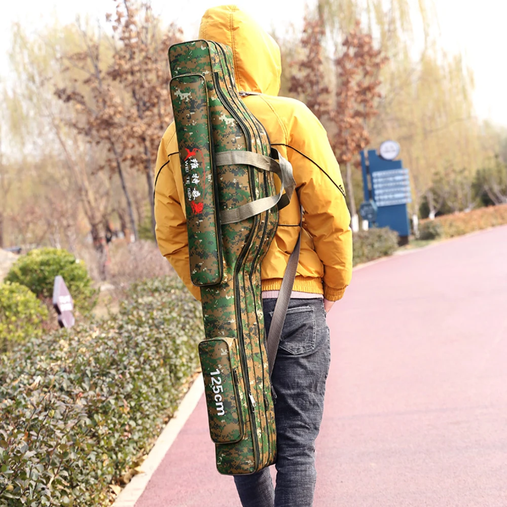 Bolsa de pesca grande de 2/3 capas, bolsa de almacenamiento multifuncional resistente al desgaste impermeable al aire libre, equipo de caña de pescar, línea de carrete, X439G - imagen 5