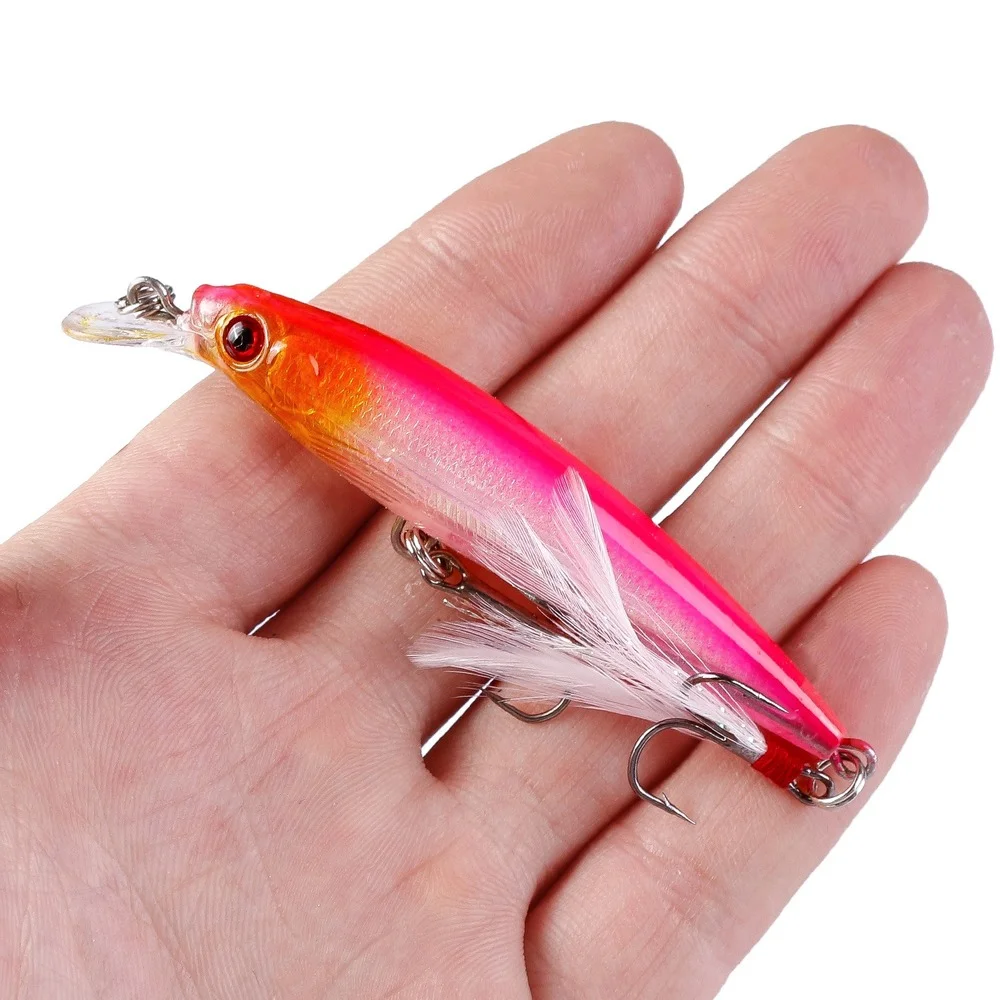 Señuelo de pesca Artificial, cebo duro con anzuelos de plumas, 7,2g, 9cm, 1 unidad - imagen 4