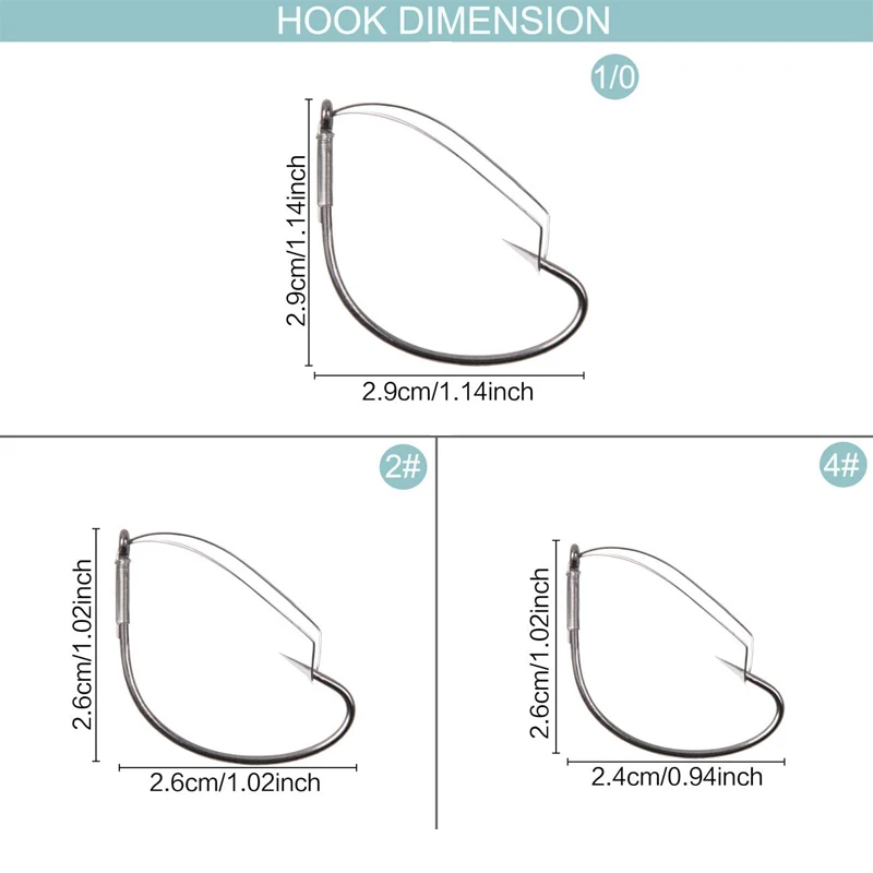 Anzuelos Wacky Weedless, anzuelos de pesca de gran espacio, acero de alto carbono, serie Razor, señuelo de pesca de lubina, 50 unids/lote por caja - imagen 2