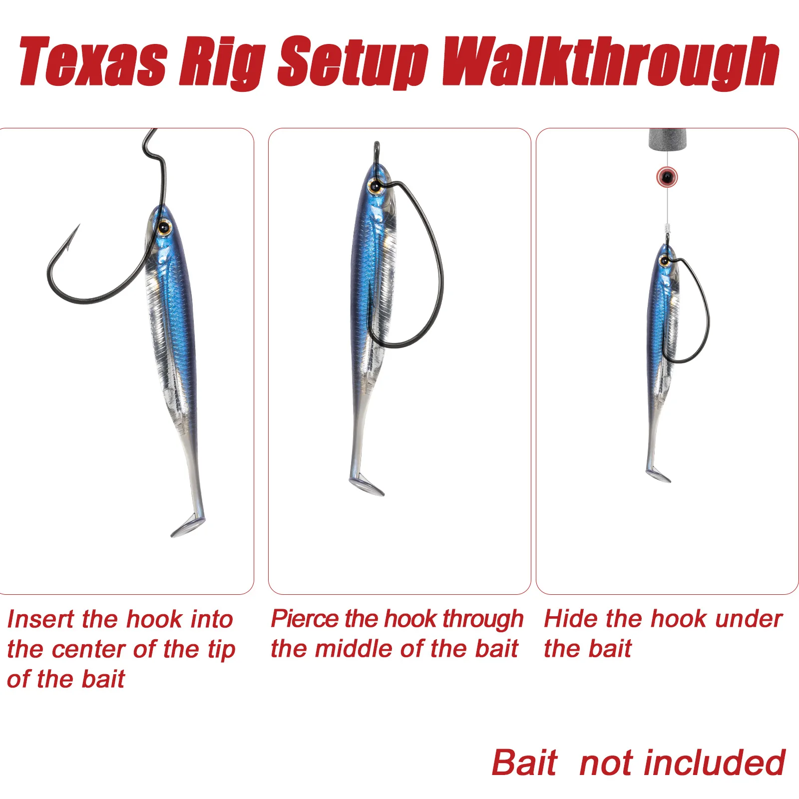 Texas Rig Ready Rig Drop Shot Rig, plomo de peso de pesca con gancho de línea de pesca para gusano de plástico, trucha de lubina, 3,5g-10g - imagen 3