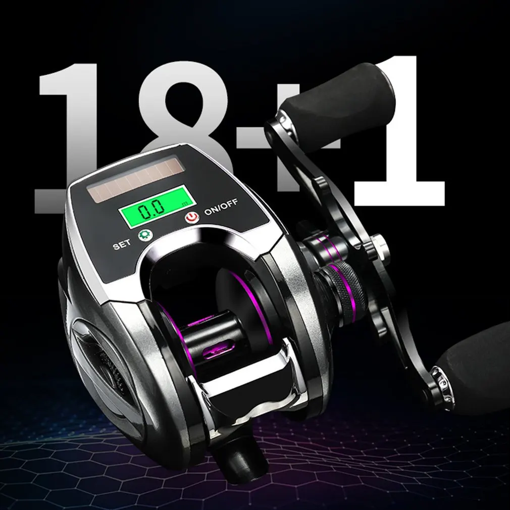 Carrete de pesca electrónico con carga USB + Solar, contador de línea, pantalla Digital, rueda de Baitcasting, perfil de relación de alta velocidad 8,0: 1, nuevo - imagen 4