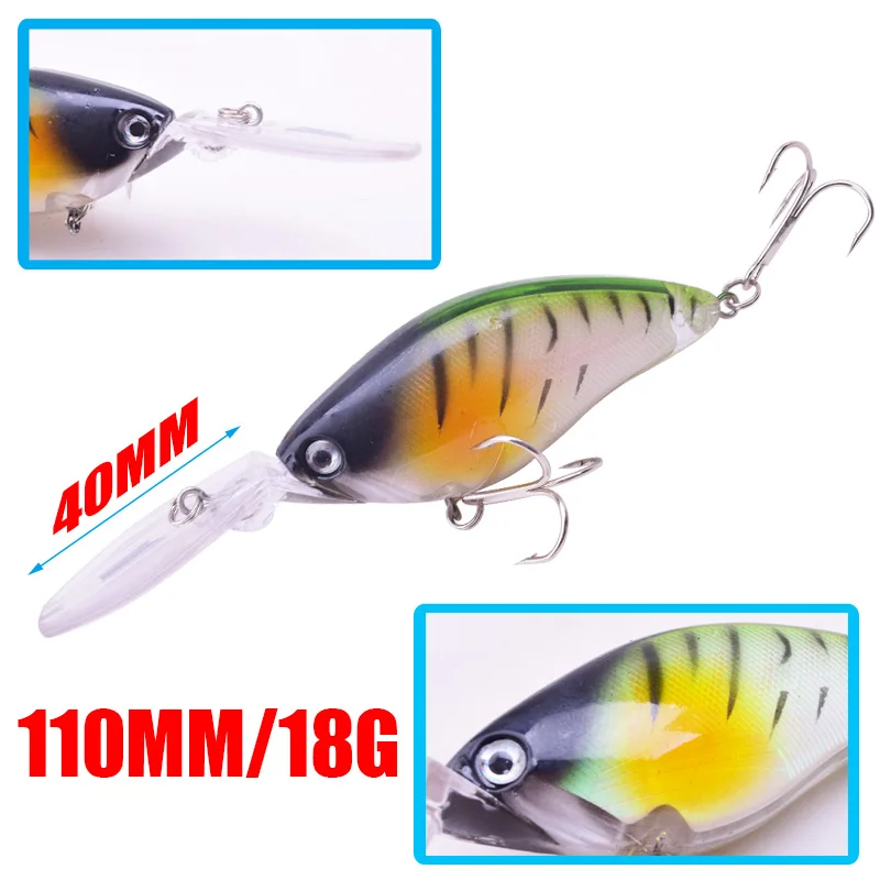 Señuelos de Pesca con manivela, cebo duro Artificial para pececillos de mar, 11cm, 18g, Wobblers grandes, buceo rápido, Swimbait, carpa, lubina, 1 Uds. - imagen 3