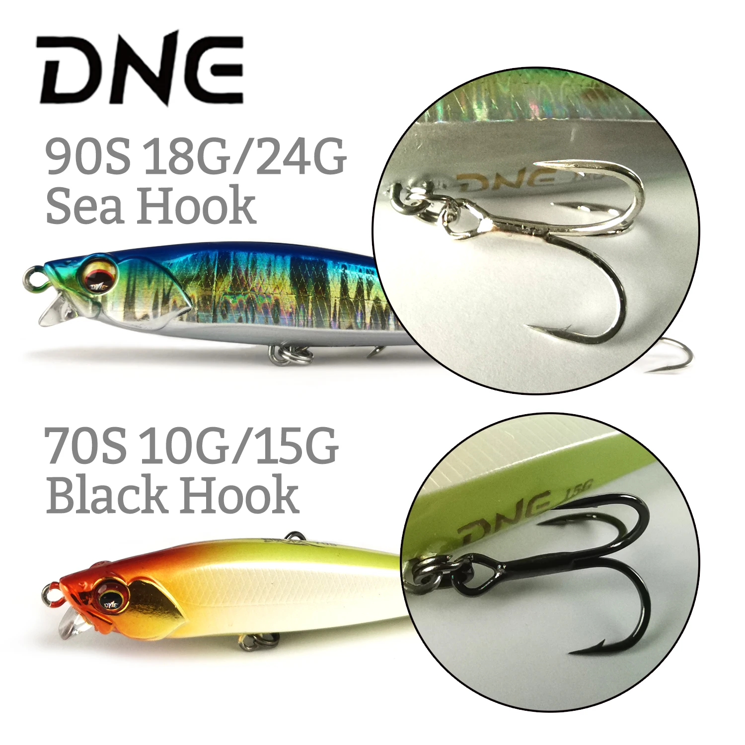 DNE-señuelo de pesca de pececillos que se hunde, cebo de agua de mar, Jerkbait para trucha, Lucio, aparejos, 10g, 15g, 18g, 24g, 70S, 90S - imagen 3