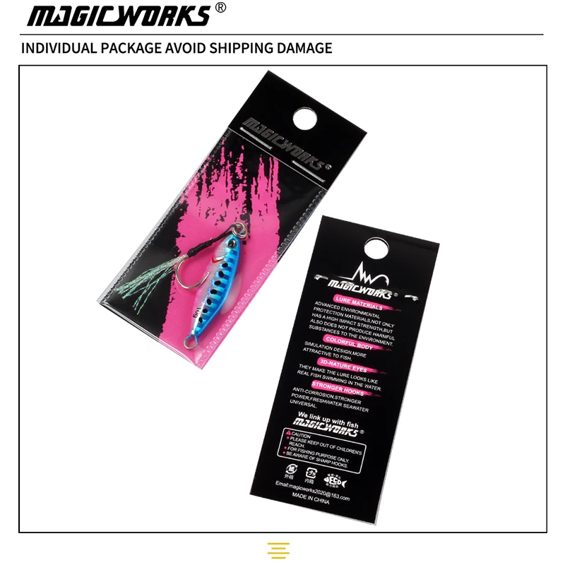 Señuelos de pesca MAGIC WORKS Micro Jig 3g 5g 7g 10g plantilla de Metal de agua salada cebo Artificial Shore Jigging señuelo pequeño aparejos de pesca - imagen 5
