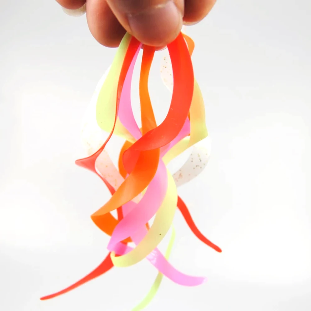 30 Uds. De cierres de falda de señuelo de silicona luminosos de varios colores, Spinnerbait integrado, Jig de goma Buzzbait, Material de señuelos - imagen 2