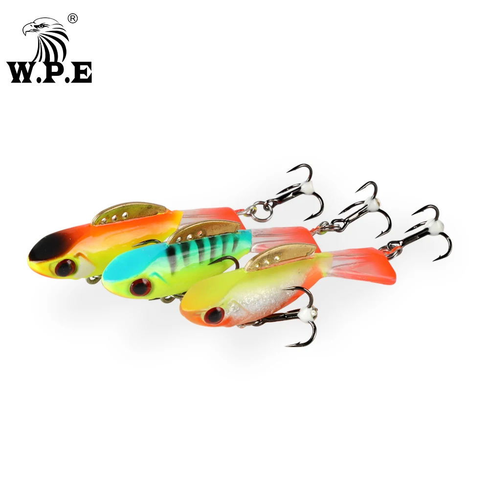 W.P.E-señuelo de Pesca de hielo para invierno, 1 unidad, 46mm/55mm, 7,2g/10g, señuelo duro, equilibrador de 15 colores, aparejos de Pesca Jigging de plomo