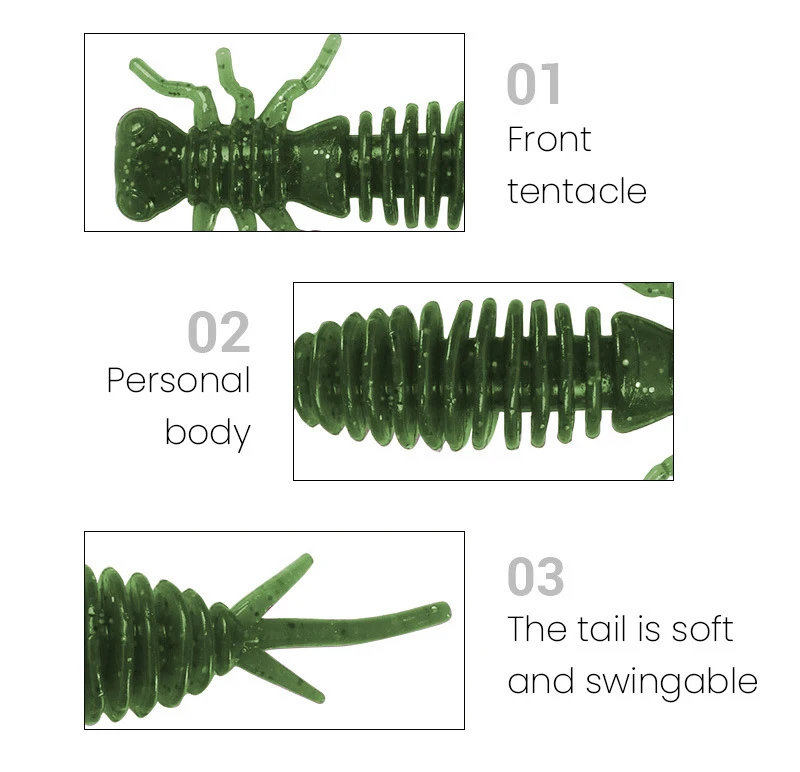 DNDYUJU Larva 10 unids/lote 55mm y 1,4g de libélula de pesca gusano señuelos señuelo de Jigging pesca cebos artificiales aborda señuelos - imagen 3