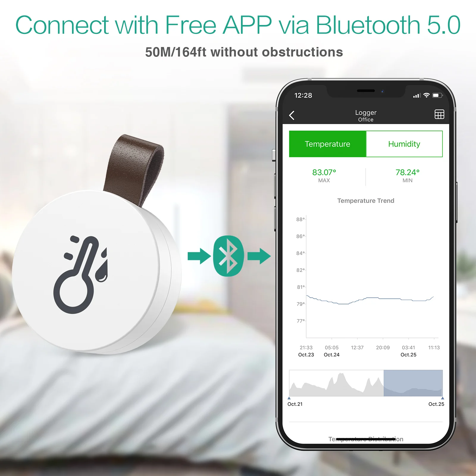 ORIA Termohigrómetro Bluetooth Interior – Temp/Humedad con App - imagen 2