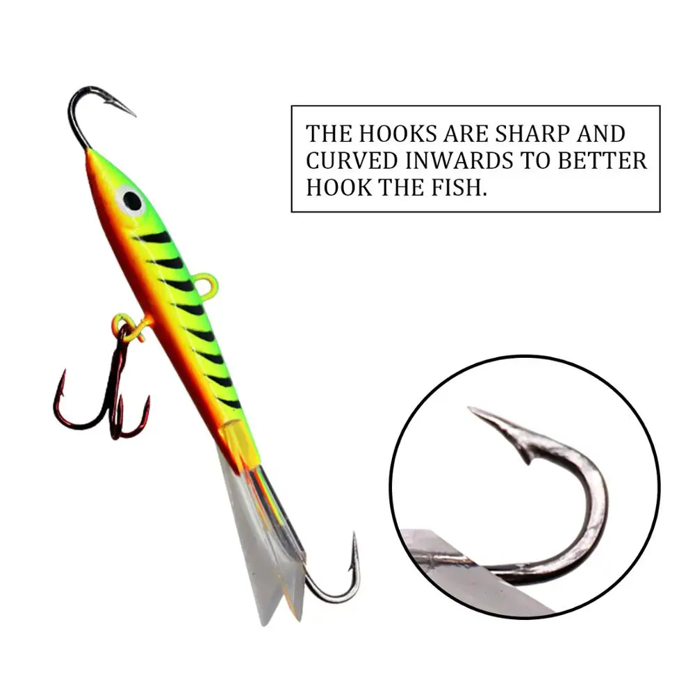 THKFISH-Kit de anzuelos para Señuelos de Pesca en hielo, 31 Uds., 1,1g-18,5g, plantillas brillantes para pesca en hielo, cebos duros, juego de anzuelos triples, señuelo luminoso de invierno - imagen 5