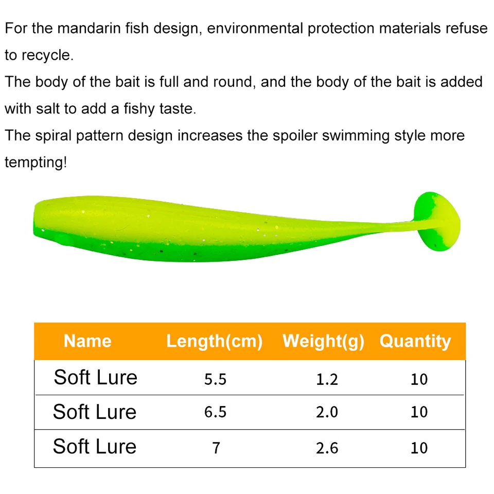 Señuelos de Pesca de silicona, cebos blandos de 55mm/65mm/70mm, Jigging, Swimbait, Wobblers, cebos artificiales, trucha, lubina, aparejos de carpa, 10 Uds. - imagen 4