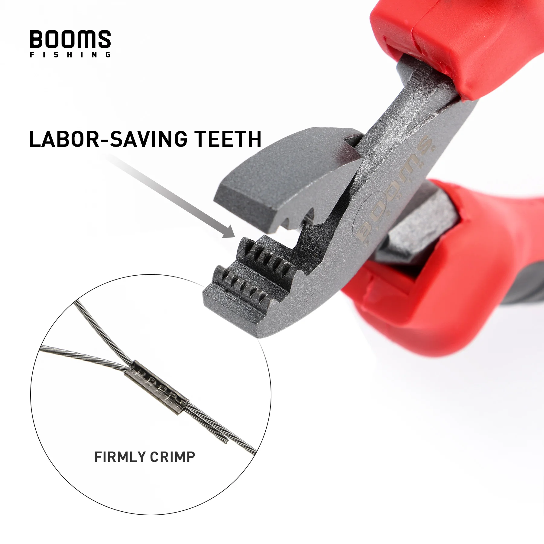 Booms Fishing CP2, alicates de engaste de pesca para mangas de un solo barril, herramientas, caja de aparejos de pesca, accesorios