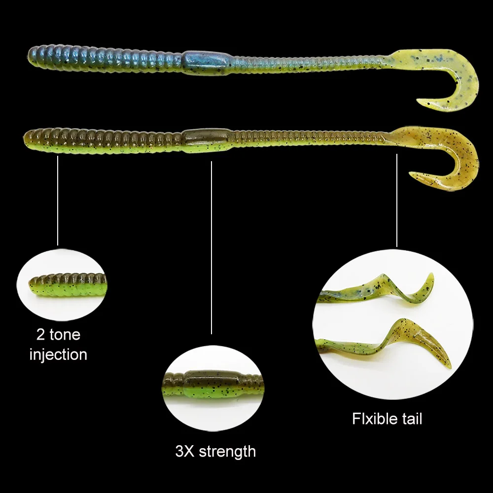 Señuelo KESFISHING gusano delgado 140mm 4g 10 Uds cebos blandos larva de pesca cebo de silicona Artificial Swimbait PVA olor a pescado agregar sales - imagen 2
