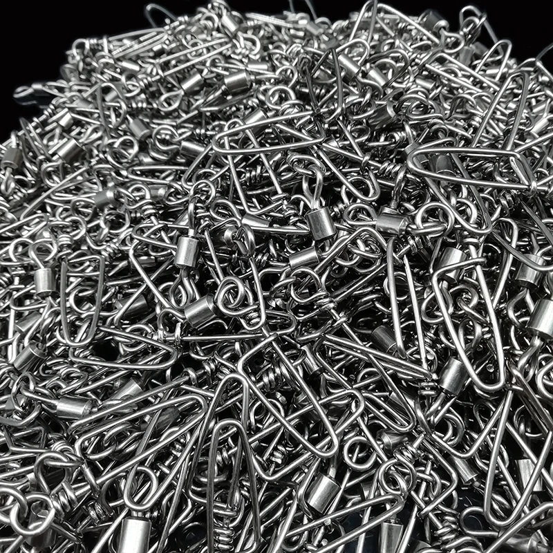 Conector giratorio de acero inoxidable, anzuelo de Pesca con enganche a presión, accesorios de aparejos, 1000 uds., venta al por mayor - imagen 2
