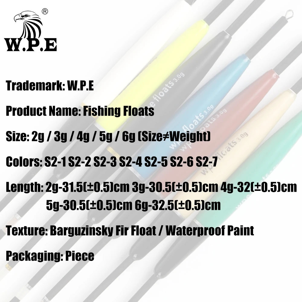 W.P.E marca 5 unids/lote flotador de pesca Barguzinsky flotadores de abeto tamaño 2-6g para boya de pesca de carpa flotadores de luz de pesca Bobber Multicolor - imagen 5