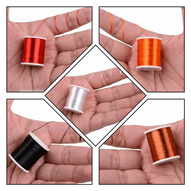 5 unids/lote, línea de atado de pesca con mosca de alta resistencia, materiales Multicolor 250M PE, anzuelo de plantilla voladora, aparejos de atado, hilo de alto brillo 210D - imagen 5