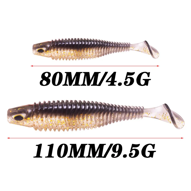 WDAIREN-anzuelo de Pesca con ojos 3D, cebo Artificial de silicona, aparejo de cola de paleta, Swimbait, 8cm, 11cm - imagen 2
