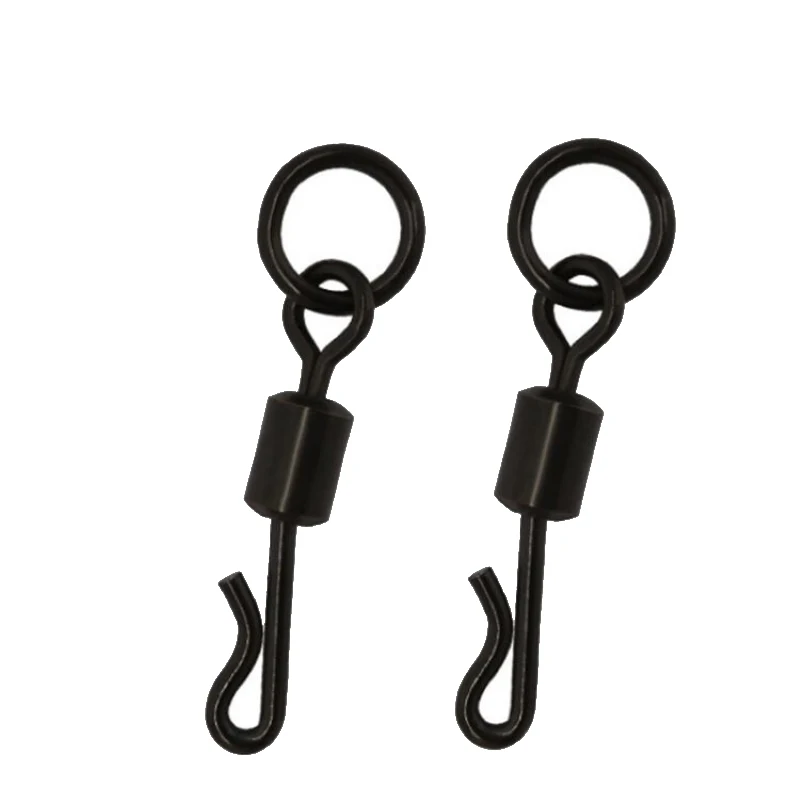 Anillo flexible para Pesca de carpa, 500 Uds., con forma de Q, negro mate, giratorio, ojo grande, cambio rápido, herramienta de conector sólido, accesorios para aparejos de Pesca