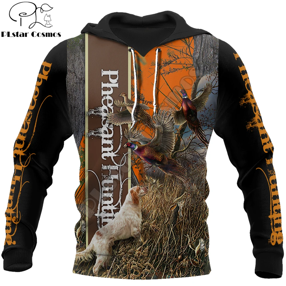 KJ0228 Sudadera pesca con capucha estampado 3D faisán